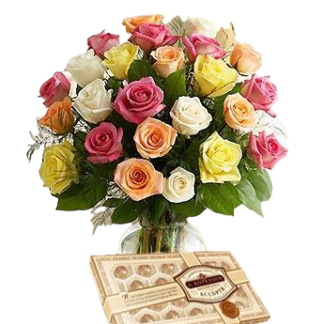 25 colorful roses with chokolates | Flower Delivery Makhachkala