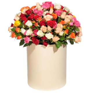 Mixed roses in a hatbox | Flower Delivery Makhachkala