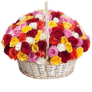 51 colorful roses in the basket | Flower Delivery Makhachkala